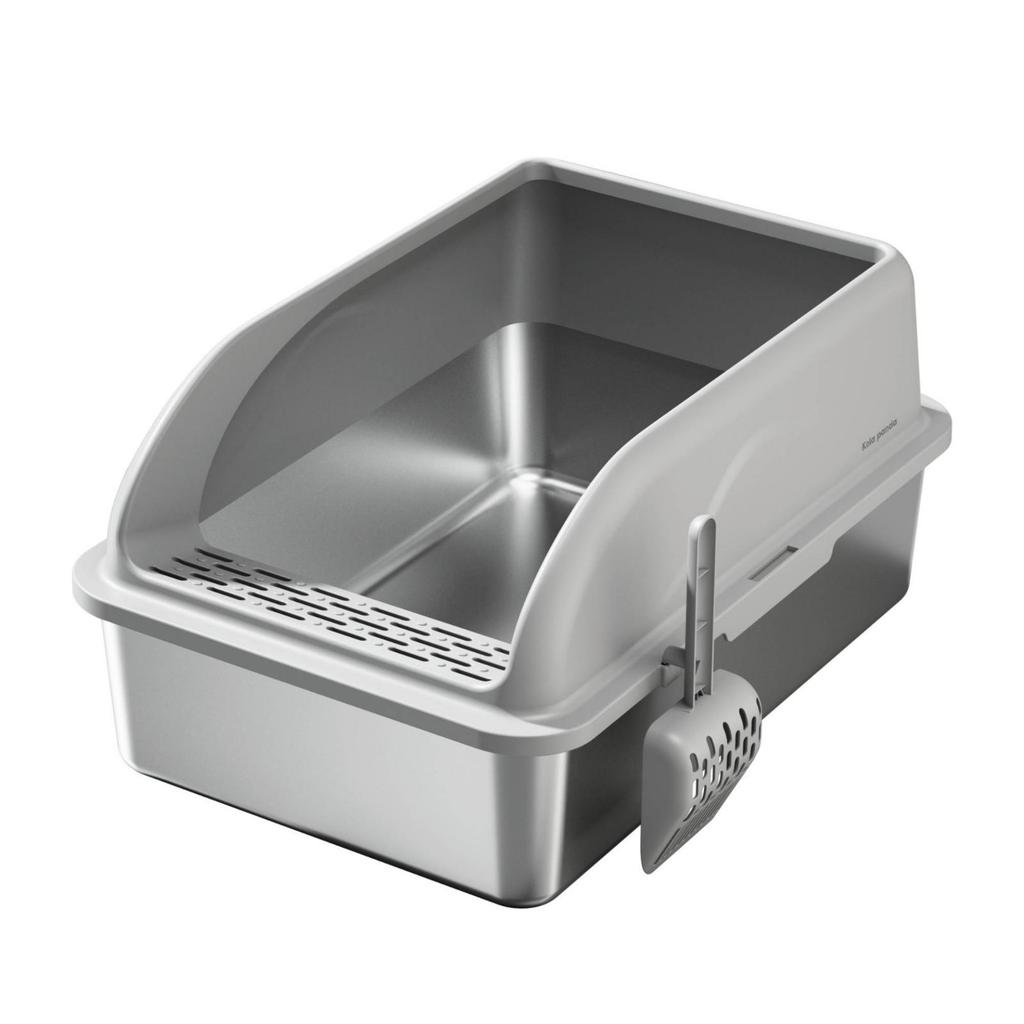 High-Sided Cat Litter Box Odor-Resistant Stainless Steel for Cats