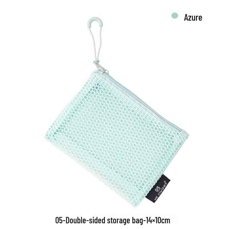Dopamine Double-Zipper Women's Travel Makeup Bag: Portable Mesh Organizer for Cosmetics and Touch-Ups