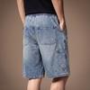 High-end American stone grinding washed loose straight denim shorts men's summer thin drape casual five-point medium pants