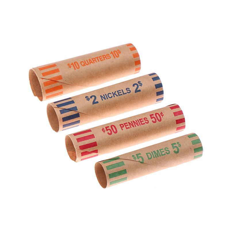 5/10Sets Assorted Color-Coded Coin Wrappers Preformed Coin Wrappers Rolls High Quality Material Kraft Paper Coin Wrapping Tubes