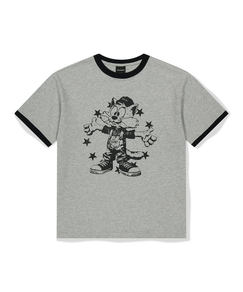 WKNDRS Cat Ringer T-Shirt (M.Grey)
