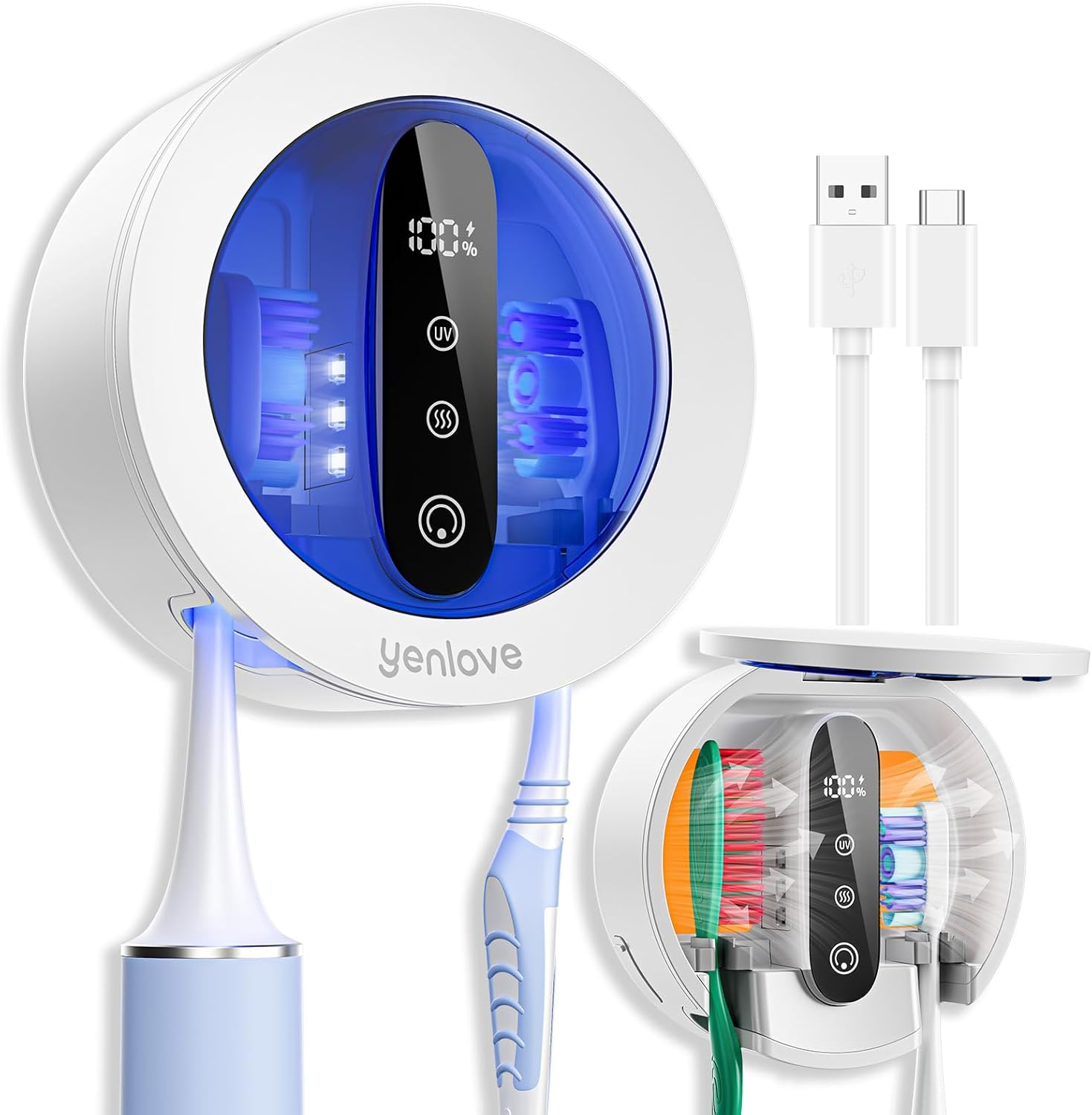 Toothbrush Cleaner Holder, Toothbrush Holders Wall Mounted, Electric Toothbrush Holder for Bathroom, LED Smart Scree United States