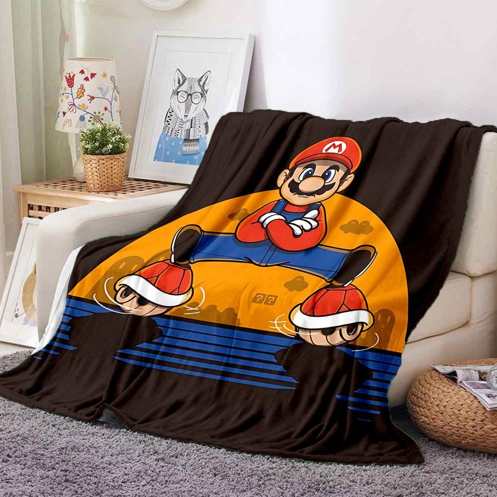 1pc Mario Flannel Blanket, Soft Skin-Friendly with Digital Printing, Various Sizes Available
