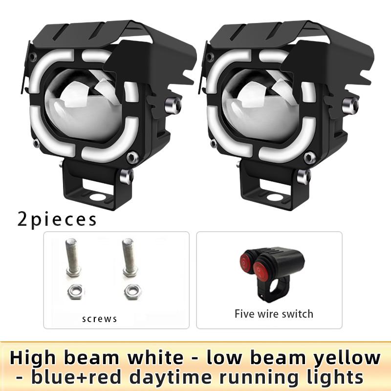 

1/2 шт. противотуманные фары для мотоцикла, вспомогательные светодиодные прожекторы, внедорожные ангельские глазки, линзы проектора, портативные огни для вождения автомобиля, лодки, 12 В 2Pc жёлтый/белый