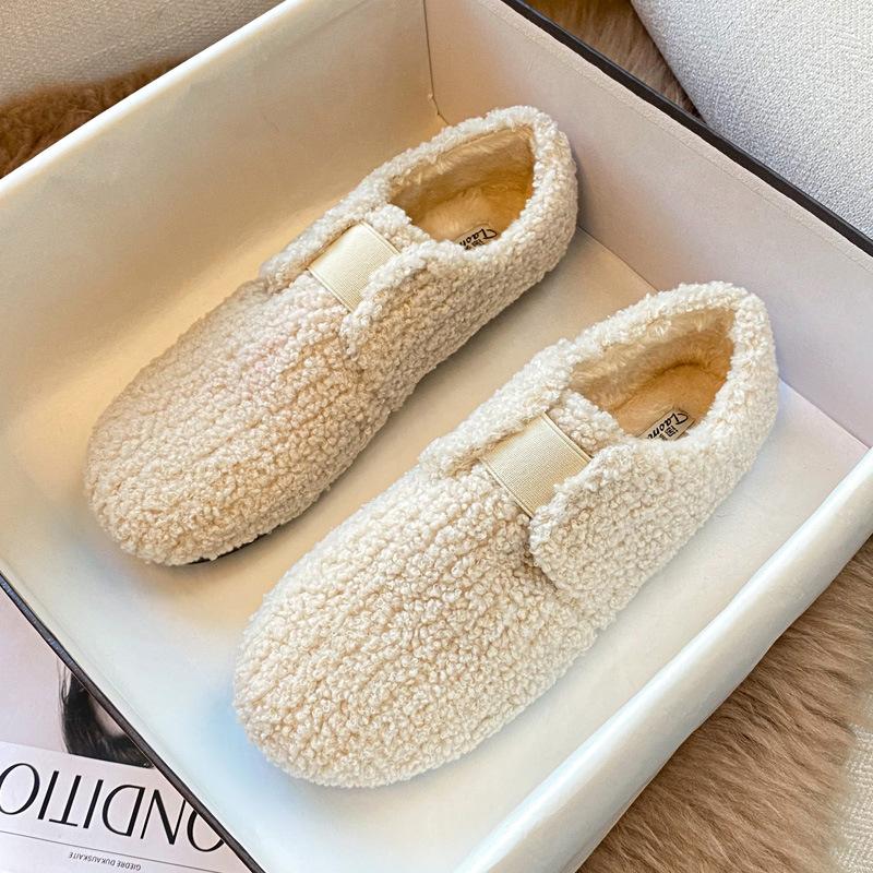 Fashion Womens Flats Winter 2026 New Sheep Fur Slip On Shoes Non Slip Warm Loafer Sizes 33-43 33 3340₽