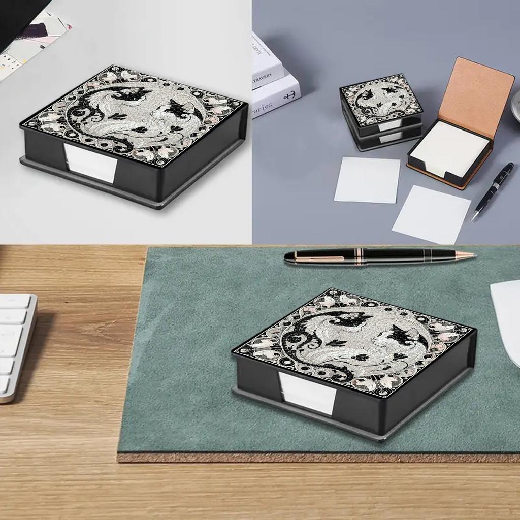 5D DIY PU Diamond Art Sticky Note Holder with 160 Sheets Paper Gem Art Sticky Note Case for Living Room Home Office Decoration
