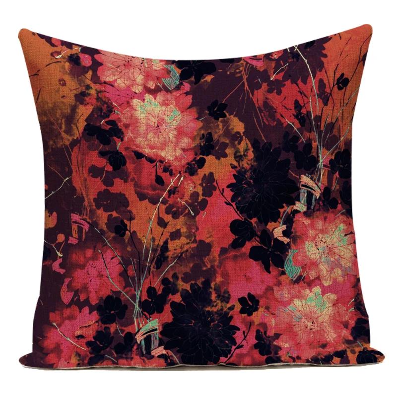 Decorative Throw Pillows Case Colorful 3D Plant Flowers Polyester Sofa Home Living Room Decoration Pillow Cushion Cover