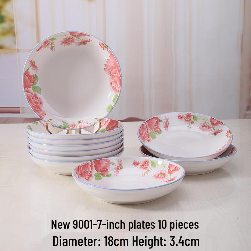 Retro Ceramic Porcelain Microwave-Safe Bowl Set - Chinese Style Tableware