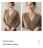 Autumn/Winter Women's Solid Color Cashmere Knit Cardigan with Three-Button Raglan Sleeves