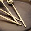 Silvere/Golden Stain Flatware Modern 6 Pcs Stainless Steel Dinner Fork 8.2 Inch Camping Dinnerware Set Tableware Eating Utensils