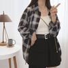 Summer Womens Lightweight Checkered Shirt Long Sleeve Open Front Cover Up Blouse Thin Breathable Top