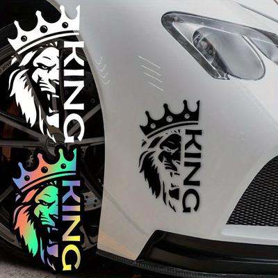 1PC Lion with A Crown King Car Stickers Auto Triangular Window Bumper Refit Car Body Styling Waterproof Sunscreen Vinyl Decals