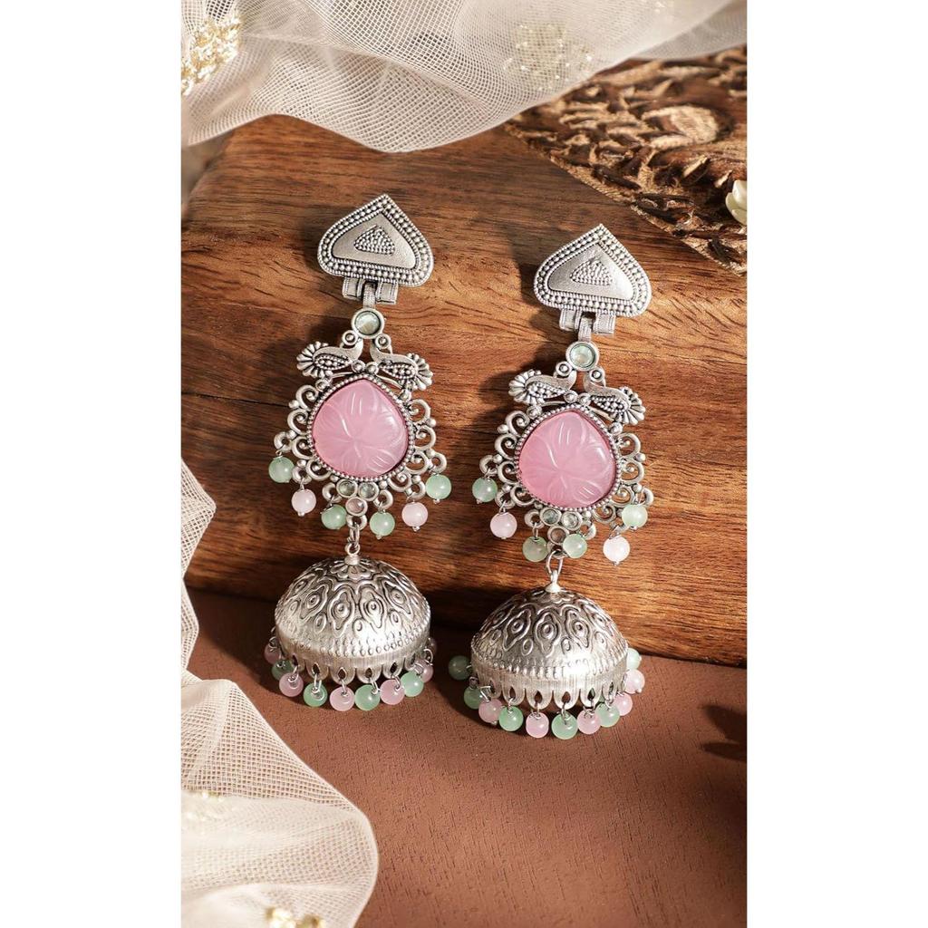 Oxidised Jhumka Earrings Stylish Boho Trendy Jewellery Gift for Women & Girls