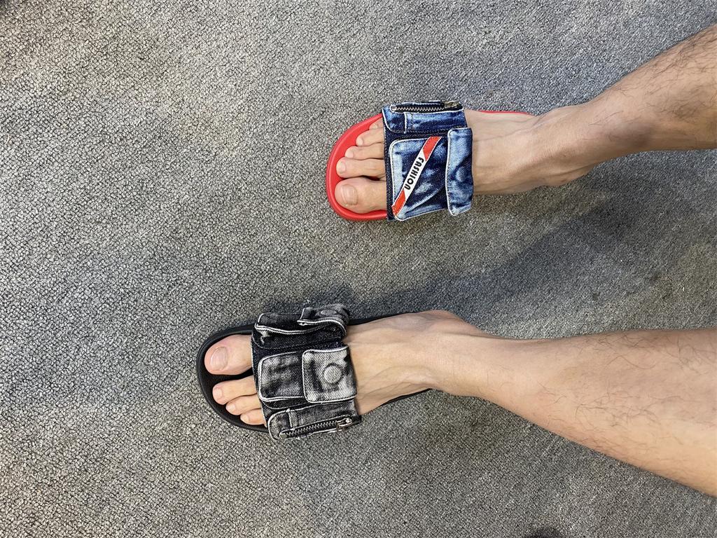 Fashion 2025 Summer New Pocket Denim Flat Slippers Comfortable Casual Size 47 48 Thick Soled Men's Women's Multi-color Outdoor Sandals