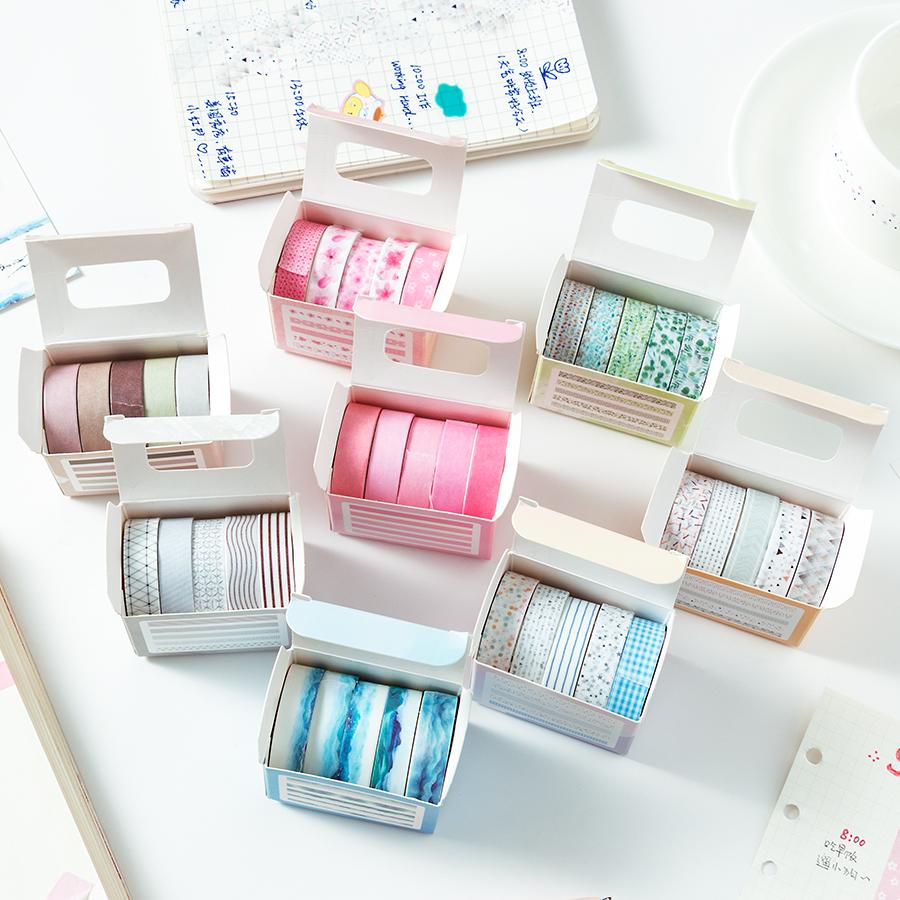 5 adet Sakura Çiçeği Washi Bant Seti Mini Bant Seti Yapışkan Maskeleme Bandı 1cm Dekorasyon Etiketleri Günlük DIY El İşi için