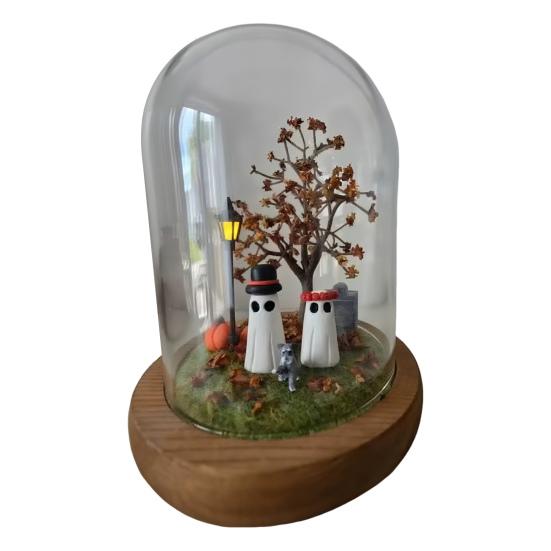 

Хэллоуин Привидение Тыква Фонарь Подсветка Стеклянный Купол Клош Ужас Настольное Украшение для Дома Камин Стол Внутренний Ночник C