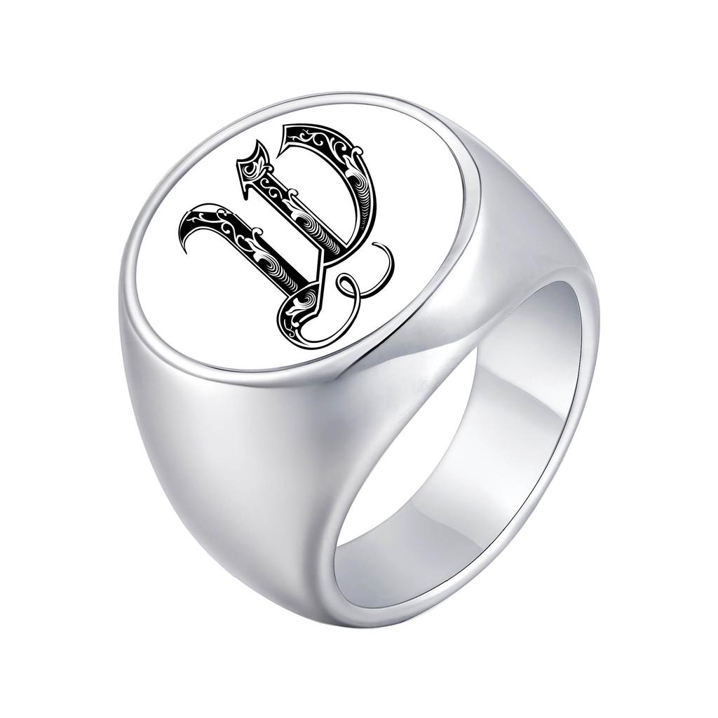 Vnox Personalized Retro Initials Signet Ring for Men, 20mm Wide Band Rings Stainless Steel Letters Custom Jewelry Gifts for Him