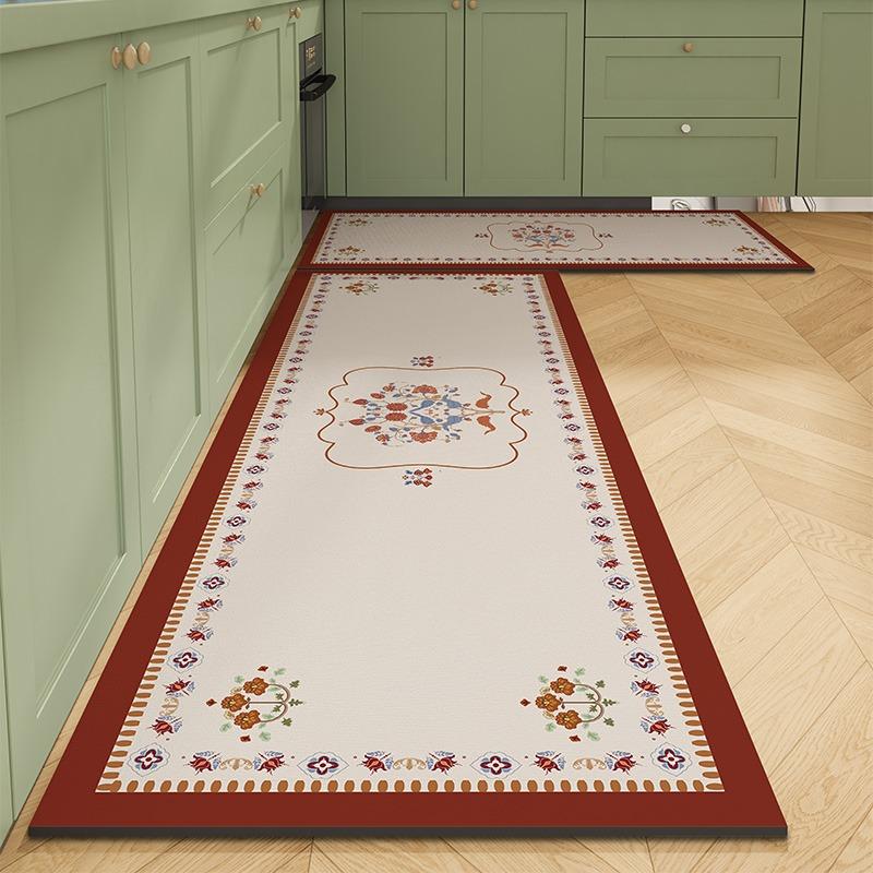 

Carpet for Kitchen Floor Mat Waterproof Oil-proof Rug Leather Flower Texture Non-slip Area Rugs Home Decor Alfombra Vinilicas 1pc 50x80cm