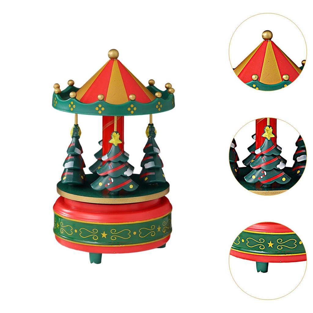 Christmas Carousel Music Box Decoration Multipurpose for Mom Grandmother Gift Lightweight 10.5x17.5cm Xmas Tree Design