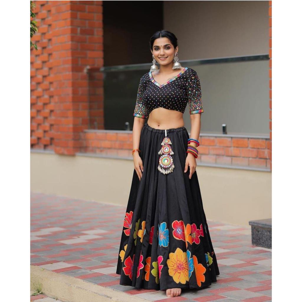 New Launching Navratri Special Real Mirror Work Lehenga Choli