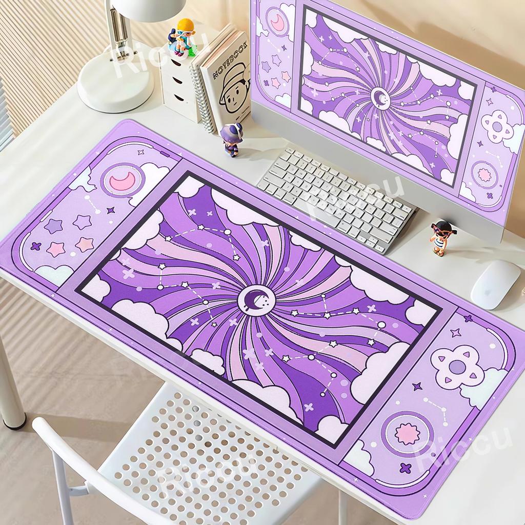 Moon and Stars Pink Large Desk Mat XXL Kawaii Aesthetic Game Controller Style Mouse Pad Sky PC Accessories Office Extended Mats