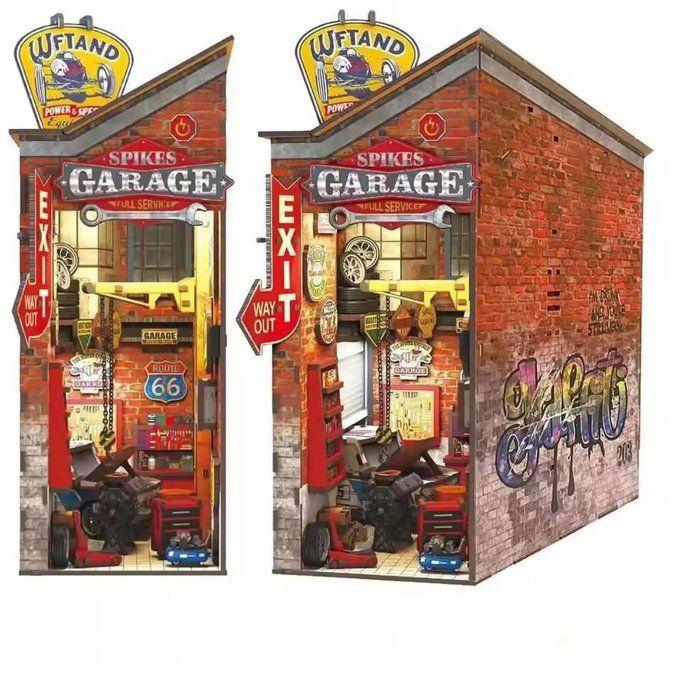 Book Nook - Bausatz DIY 3D-Modell Bücherregal-Nische - Vintage-Garage Nookland - 10 x 19 x 29 cm