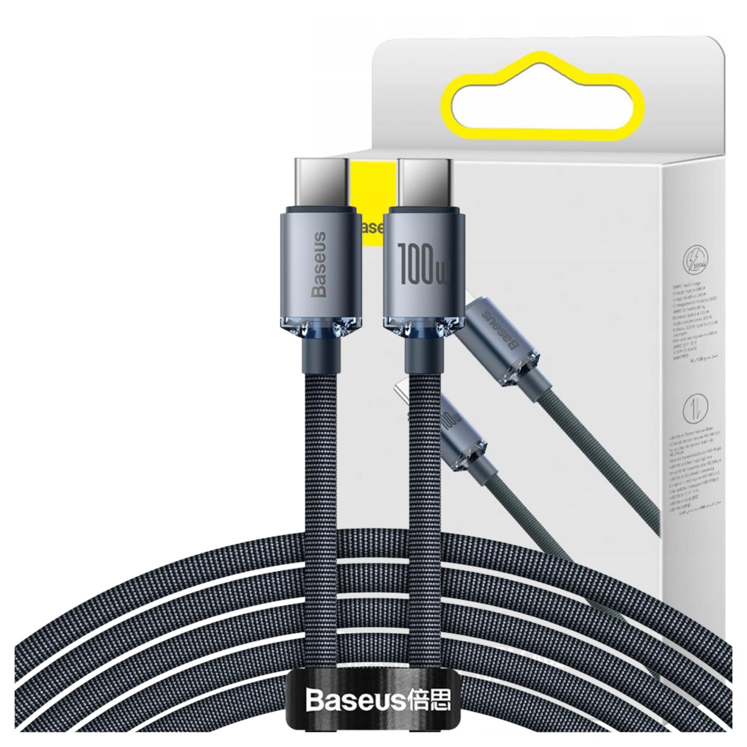 Baseus Schwarz Crystal Shine Usb-C Auf Usb-C Kabel 100W 2M | | Nylon - Bild 5