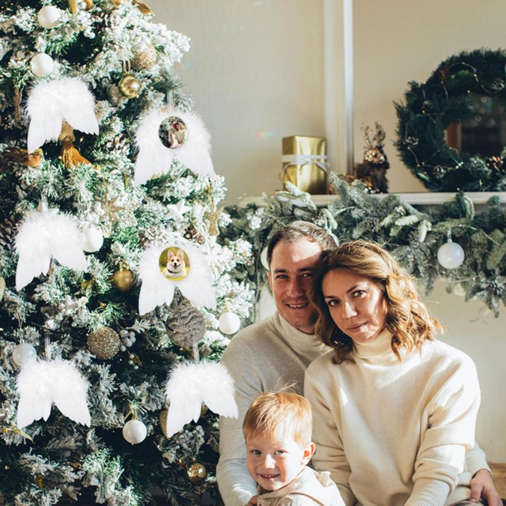 Sublimation Blank Products Pendant White Angel Wings Ornament Christmas Tree Decor for Jewelry Keychain Diy Craft Making