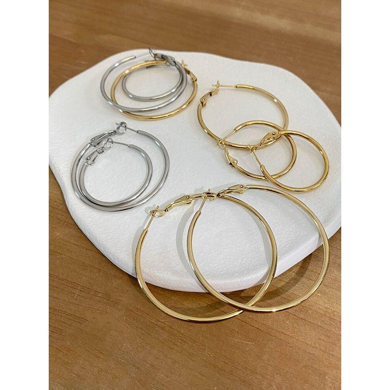 New Arrival Fancy Elegant Earrings Circle Titanium Steel Color Retention Exaggerated Fashionable Minimalist Big Circle Earrings Fashion Ring