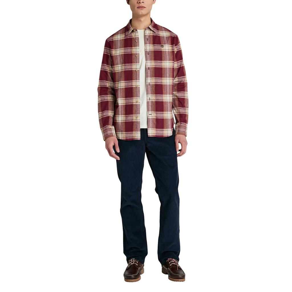 Timberland Herringbone Flannel Check Long Sleeve Fitted Shirt Men shirts TB0A42Y1EYS