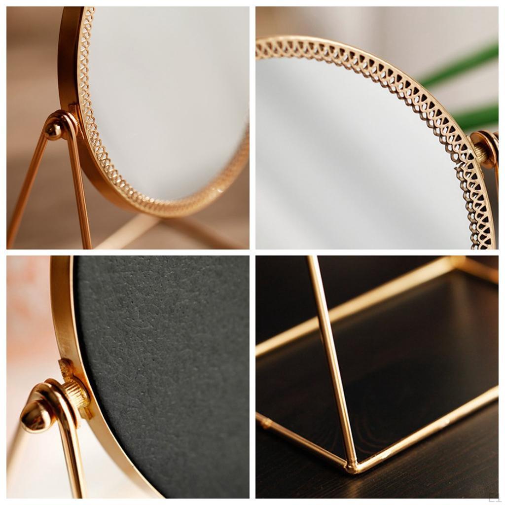 Metal Makeup Mirror with Stand Cosmetic for Living Rooms round uygun