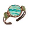 Amazonite Handmade Gemstone Ring, Copper Electroformed Ring Antique Jewelry, Adjustable Ring Engagement Gift