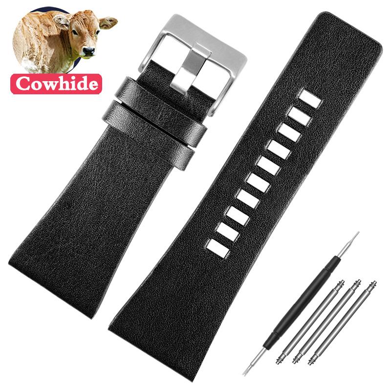 Curea de ceas din piele naturală Lea/pentru ceasuri Diesel DZ4386 1657 1399 1206 4323 Bandă neagră 22mm 24mm 26mm 27mm 28mm 30mm 32mm