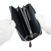 Inden-ya Inden Wallet, Long Wallet, Y-Shaped, Round Zipper, Deerskin Leather, Navy Blue with White Lacquer, Seigaiha Pattern, 2111-14-004