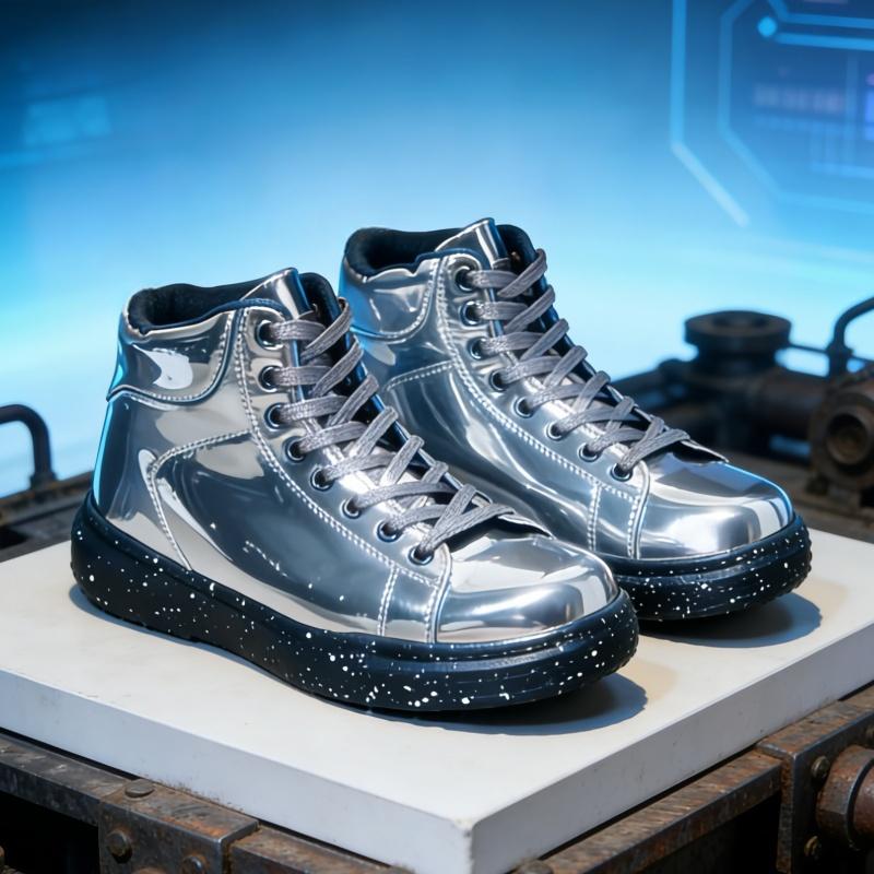 

Sneakers Glossy Leather Shoes Mirror-effect Trendy Couple Shoes Casual Shoes British Platform Shoes 45 червоний