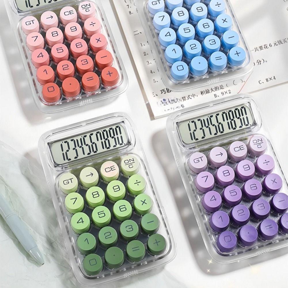 10-digit Display Electronic Calculator Transparent Design Lcd Display Desktop Calculator Anti-slip Pad Large Buttons