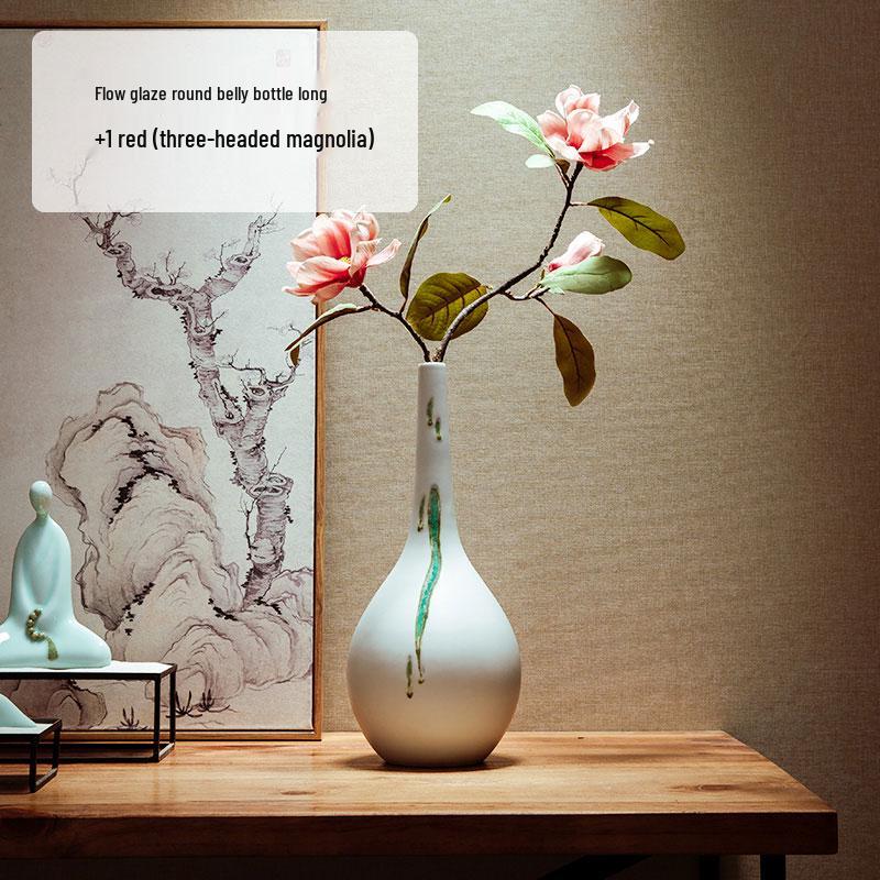 Zen Dried Flowers Vase Ornament for Dining Table, Entrance Hall, Living Room, or TV Cabinet