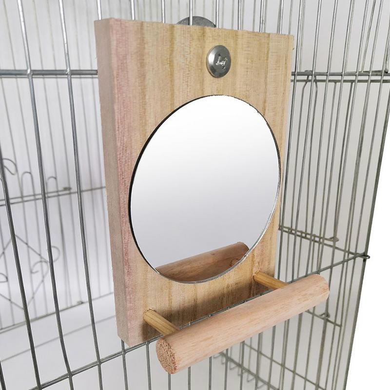 

Bird Mirror For Cage Bird Perches With Mirror Parrot Toys Interactive Wooden Cockatiel Cage Accessories For Macaw Finch African China Mainland