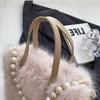 Winter New Soft Plush Portable Female Mini Handbags Fashion Versatile Pearl Small Square Women's Crossbody Bag Soft Texture Ladies Messenger Bags