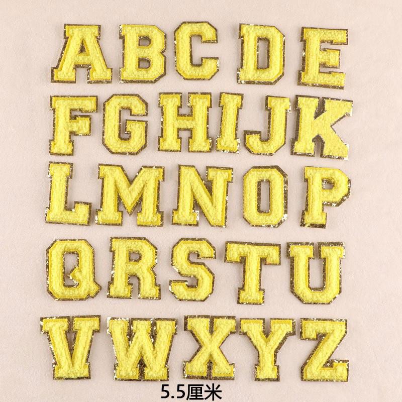 Phnom Penh Towel Embroidery 5.5 Cm English Letter Self-Adhesive Chenille Badge Sticker Clothing Accessories Embroidery Cloth Sticker