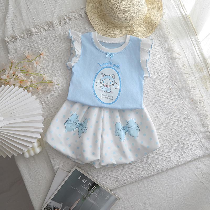 

Летний пижамный комплект для девочек: Милые брюки-фонарики и жилет-тюльпан 140 cm