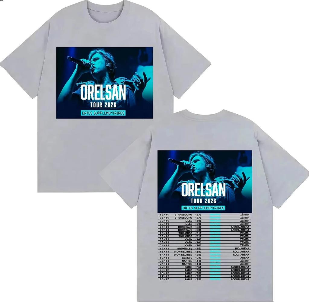 2026 Tour Tee Rapper Orelsan Hip Hop Short Sleeve Tshrit Mens Women Fashion Double Sided Print Clothing Pure Cotton Tshrits
