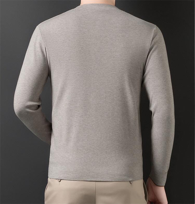 2025 Men's Fashion High-End Jacquard Knit Sweater – Skin-Friendly & Warm Autumn/Winter Base Shirt