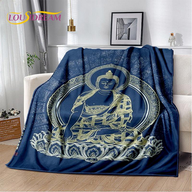 Buddha Sakyamuni Buddhisme Tro Religion Blødt Plys Tæppe, Flanel Tæppe Kastetæppe til Stue Soveværelse Seng Sofa Bed