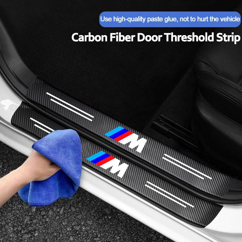 WKPY3 Car Threshold Strip 3D Carbon Fiber Anti-Scratch Sticker Door Sill Protector Accessories For BMW M Performance E46 E90 F10 F30