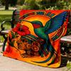 1pc Hummingbird Design Throw Blanket Polyester Fiber, Lightweight Flannel, Soft & Warm, All Season Use for Outdoor, Camping Digital Print