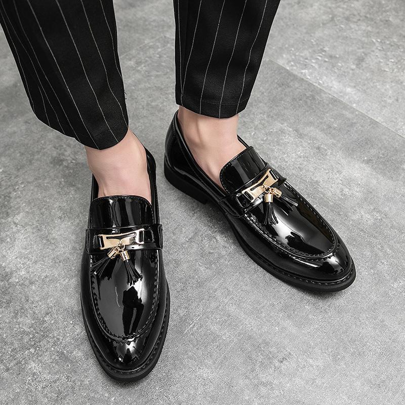 Loafers Men's Autumn Fringed Small Leather Shoes Men's Dress Business Suit Hairstylist Casual Trendy Shoes