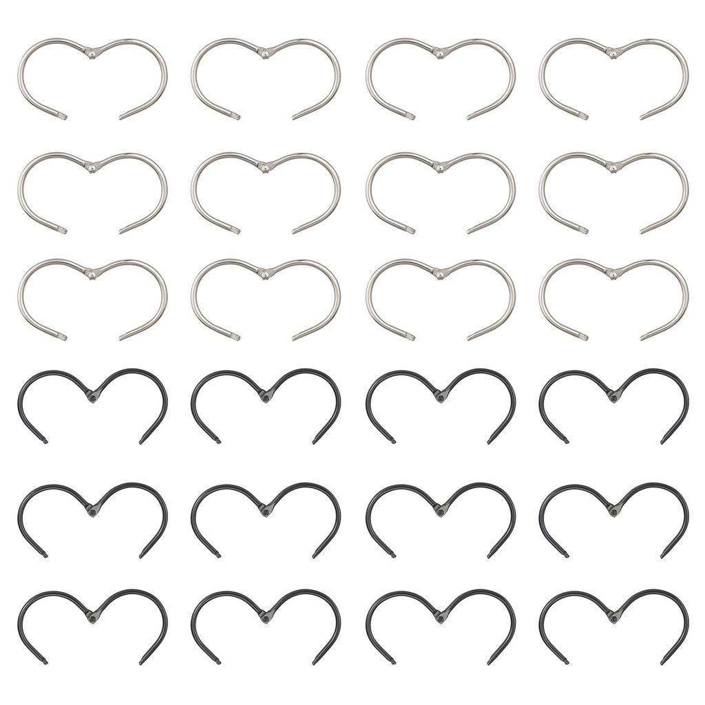 24Pcs Metal Shower Curtain Hooks Rings Shower Hooks for Shower Curtain Liner Rust Proof Shower Rings Bathroom Accessory