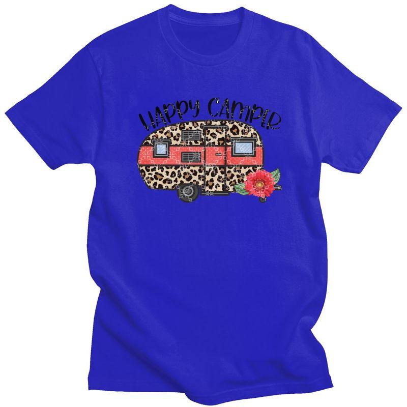 Custom Fashion Happy Camper T Shirts Men Camping Life Tshirts Casual Tee 100 Cotton Oversized Tshirt Merch