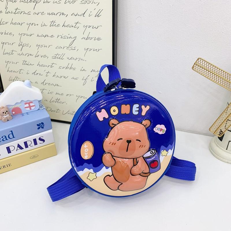 School Bag New Cartoon Hard Shell Small Round Bag Kapibara Cute Eggshell Small School Bag Boys and Girls Snacks Backpack
